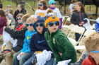 UB-blue sunglasses were the attire of the day as 150 middle school students visited the Solar Strand for Earth Day. Photo: Nancy J. Parisi
