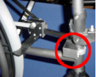Figure 5: Positioning of Right Assembly from the side of the wheelchair (Front Mounting Block marked with a red circle). 